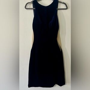 Vintage La Femme Midnight Blue Velvet Backless Dress